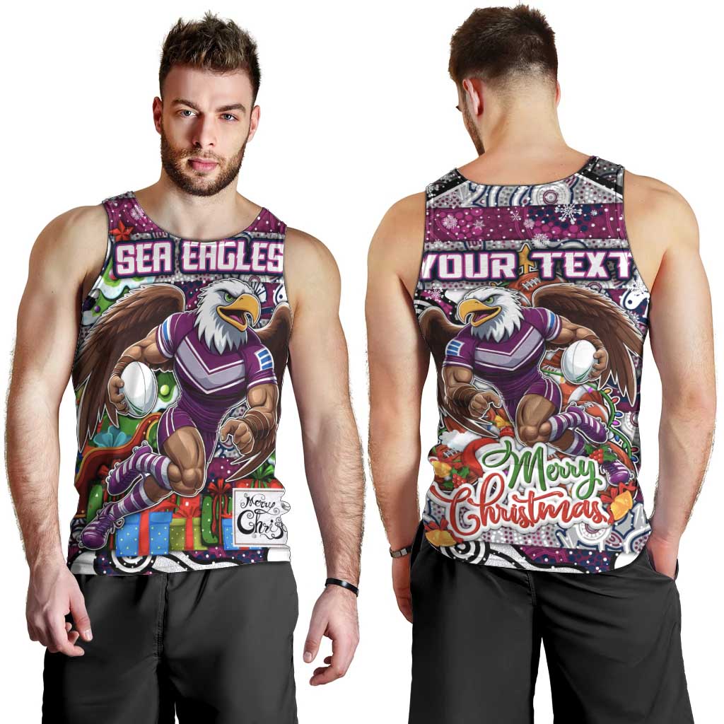 Custom Sea Eagles Rugby Merry Christmas Men Tank Top Indigenous Australian Art