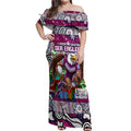 Custom Sea Eagles Rugby Merry Christmas Off Shoulder Maxi Dress Indigenous Australian Art