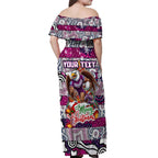 Custom Sea Eagles Rugby Merry Christmas Off Shoulder Maxi Dress Indigenous Australian Art