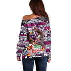 Custom Sea Eagles Rugby Merry Christmas Off Shoulder Sweater Indigenous Australian Art