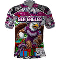 Custom Sea Eagles Rugby Merry Christmas Polo Shirt Indigenous Australian Art