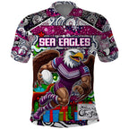 Custom Sea Eagles Rugby Merry Christmas Polo Shirt Indigenous Australian Art