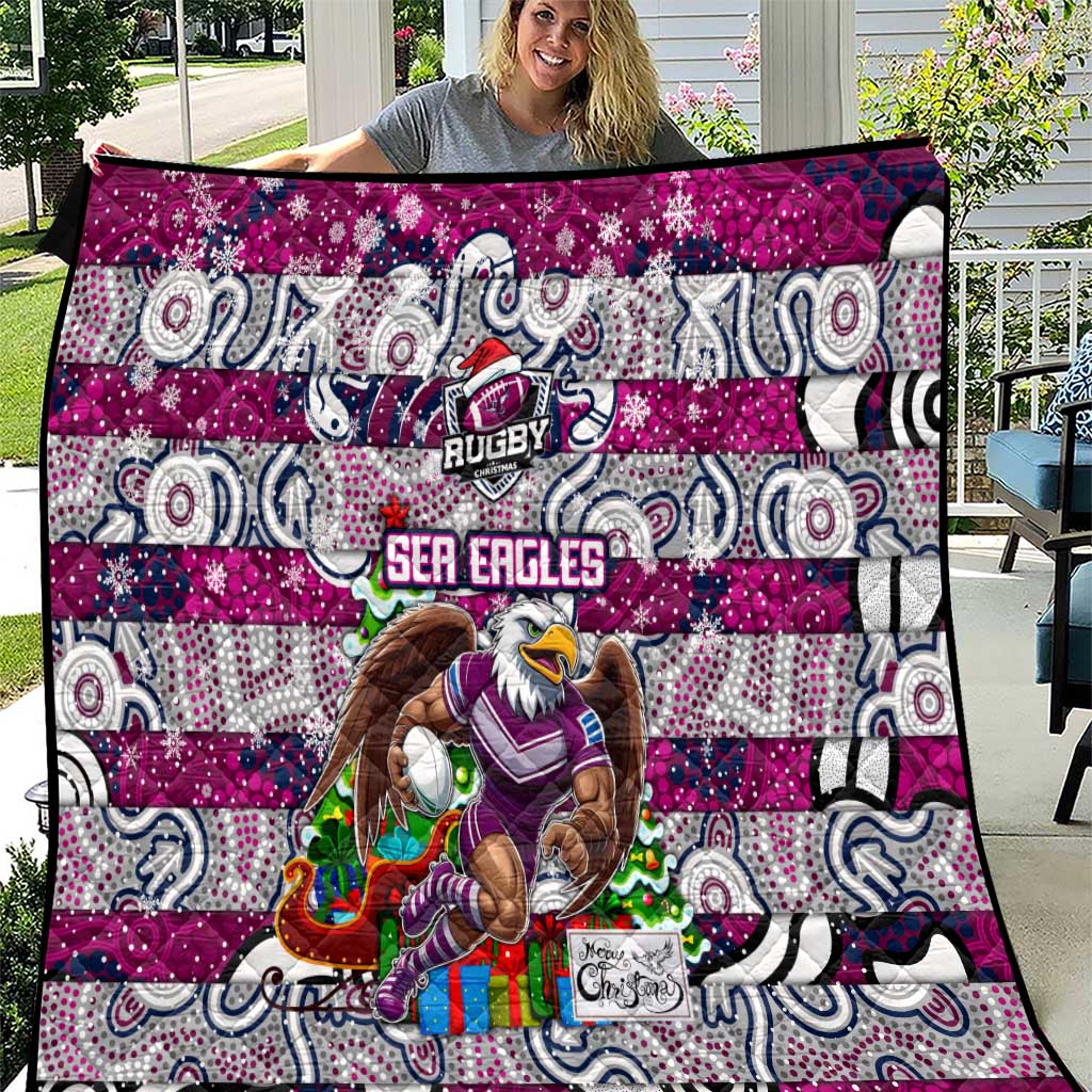 Sea Eagles Rugby Merry Christmas Quilt Indigenous Australian Art