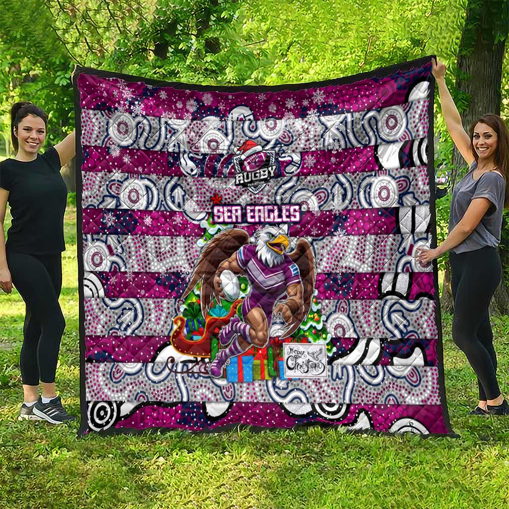 Sea Eagles Rugby Merry Christmas Quilt Indigenous Australian Art