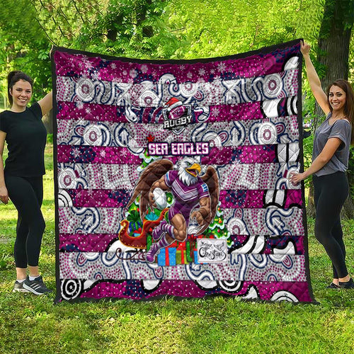 Sea Eagles Rugby Merry Christmas Quilt Indigenous Australian Art