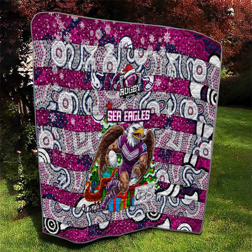 Sea Eagles Rugby Merry Christmas Quilt Indigenous Australian Art
