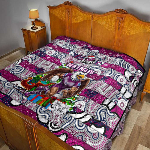 Sea Eagles Rugby Merry Christmas Quilt Indigenous Australian Art