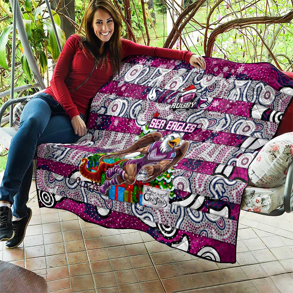 Sea Eagles Rugby Merry Christmas Quilt Indigenous Australian Art