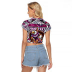 Custom Sea Eagles Rugby Merry Christmas Raglan Cropped T Shirt Indigenous Australian Art