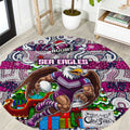 Sea Eagles Rugby Merry Christmas Round Carpet Indigenous Australian Art