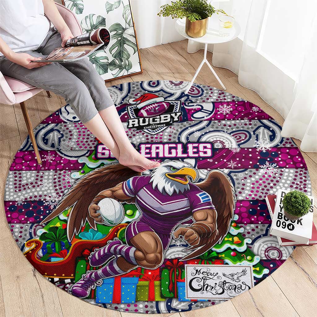 Sea Eagles Rugby Merry Christmas Round Carpet Indigenous Australian Art