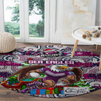 Sea Eagles Rugby Merry Christmas Round Carpet Indigenous Australian Art