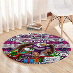 Sea Eagles Rugby Merry Christmas Round Carpet Indigenous Australian Art