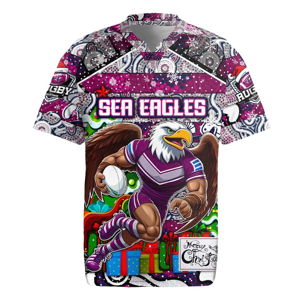 Custom Sea Eagles Rugby Merry Christmas Rugby Jersey Indigenous Australian Art