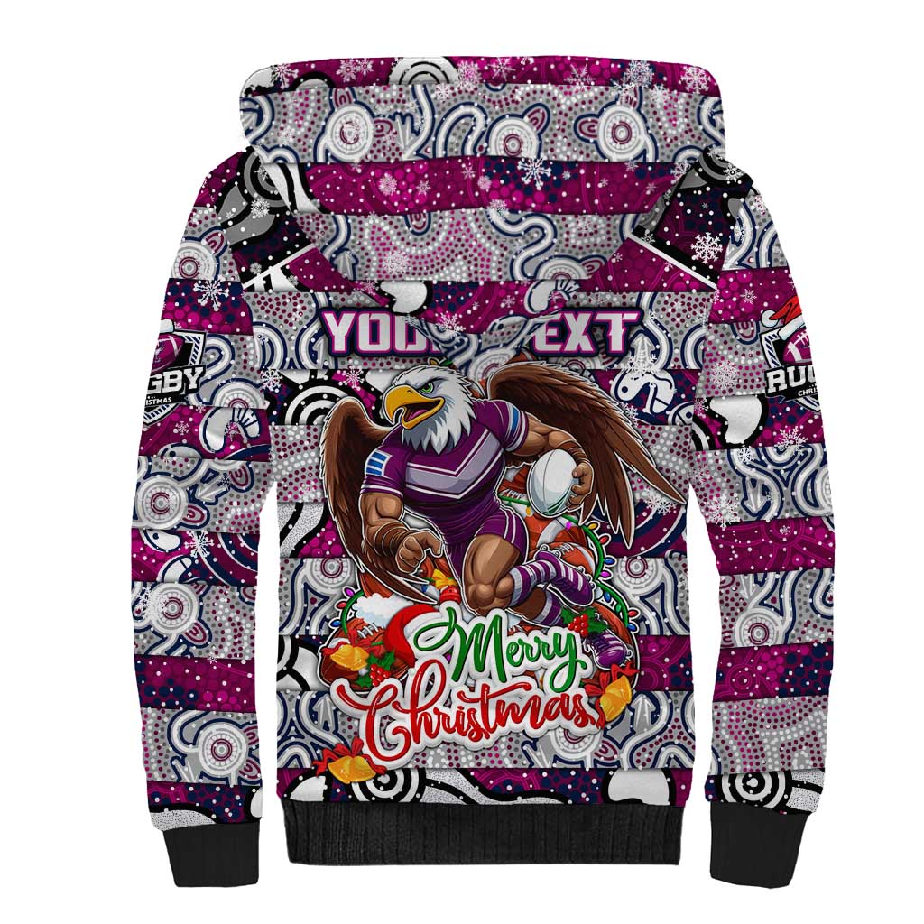 Custom Sea Eagles Rugby Merry Christmas Sherpa Hoodie Indigenous Australian Art