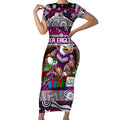 Custom Sea Eagles Rugby Merry Christmas Short Sleeve Bodycon Dress Indigenous Australian Art
