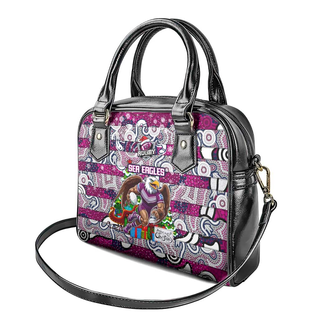 Sea Eagles Rugby Merry Christmas Shoulder Handbag Indigenous Australian Art