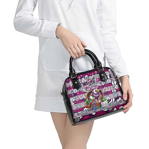 Sea Eagles Rugby Merry Christmas Shoulder Handbag Indigenous Australian Art