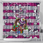 Sea Eagles Rugby Merry Christmas Shower Curtain Indigenous Australian Art
