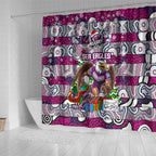 Sea Eagles Rugby Merry Christmas Shower Curtain Indigenous Australian Art