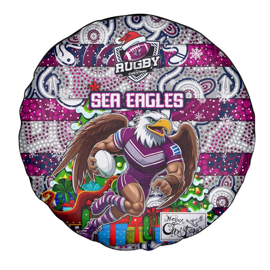 Sea Eagles Rugby Merry Christmas Spare Tire Cover Indigenous Australian Art