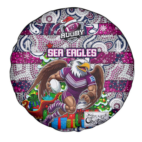 Sea Eagles Rugby Merry Christmas Spare Tire Cover Indigenous Australian Art
