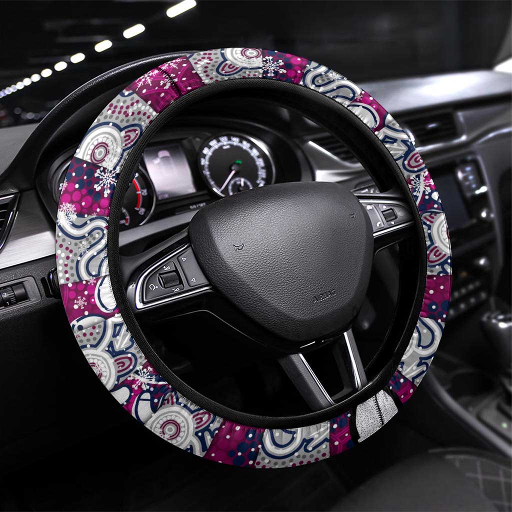 Sea Eagles Rugby Merry Christmas Steering Wheel Cover Indigenous Australian Art