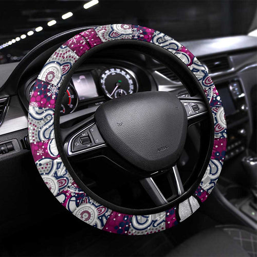 Sea Eagles Rugby Merry Christmas Steering Wheel Cover Indigenous Australian Art