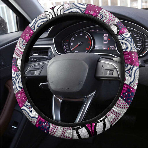 Sea Eagles Rugby Merry Christmas Steering Wheel Cover Indigenous Australian Art