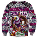 Custom Sea Eagles Rugby Merry Christmas Sweatshirt Indigenous Australian Art