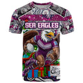 Custom Sea Eagles Rugby Merry Christmas T Shirt Indigenous Australian Art
