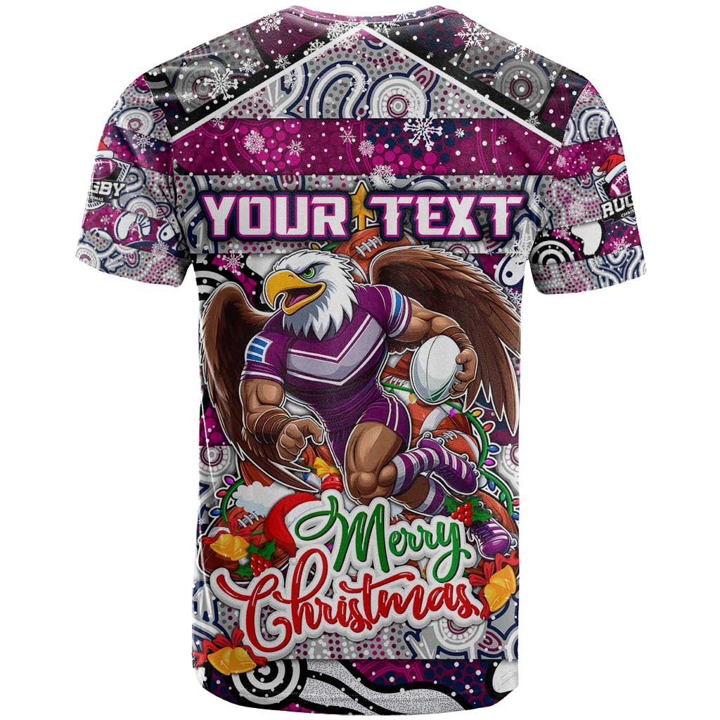 Custom Sea Eagles Rugby Merry Christmas T Shirt Indigenous Australian Art