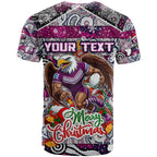 Custom Sea Eagles Rugby Merry Christmas T Shirt Indigenous Australian Art