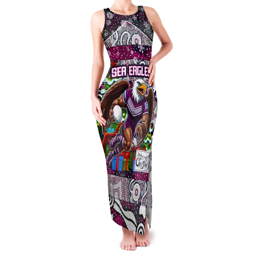 Custom Sea Eagles Rugby Merry Christmas Tank Maxi Dress Indigenous Australian Art
