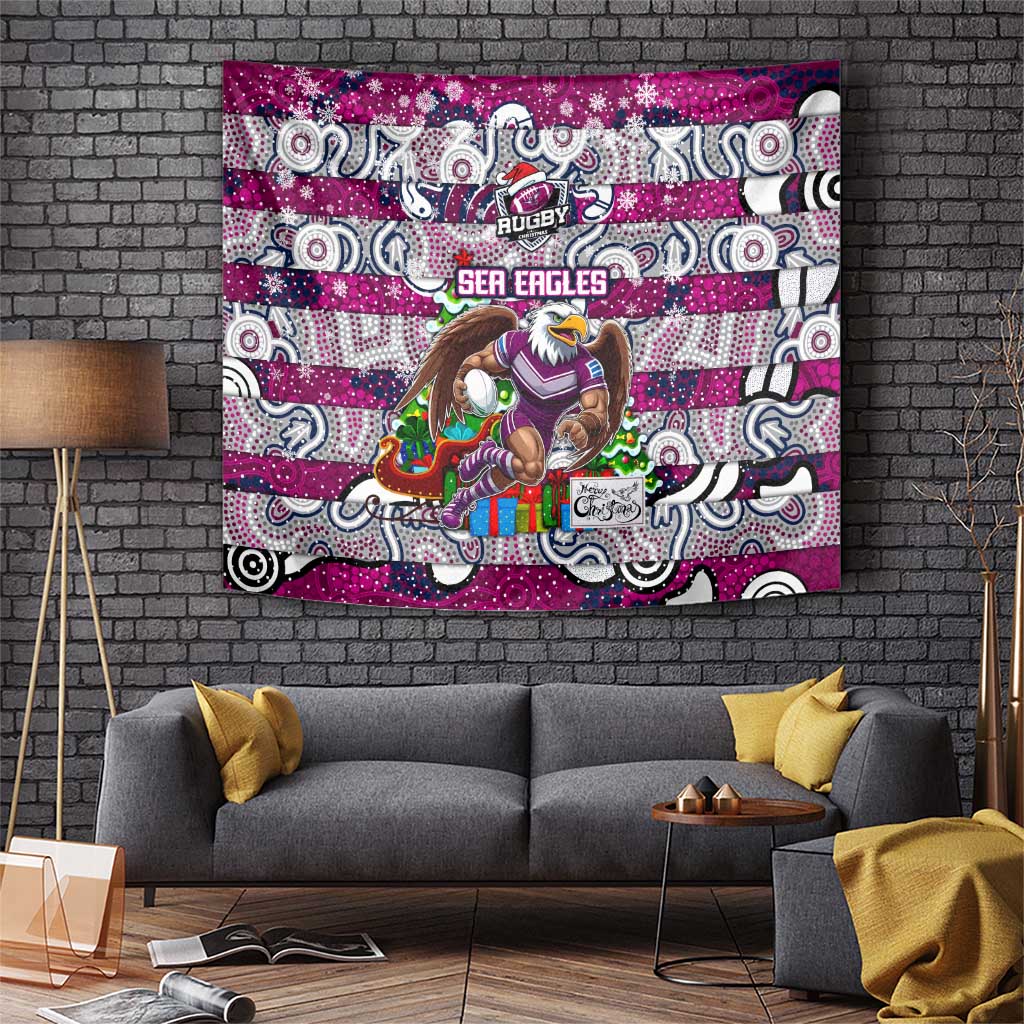 Sea Eagles Rugby Merry Christmas Tapestry Indigenous Australian Art