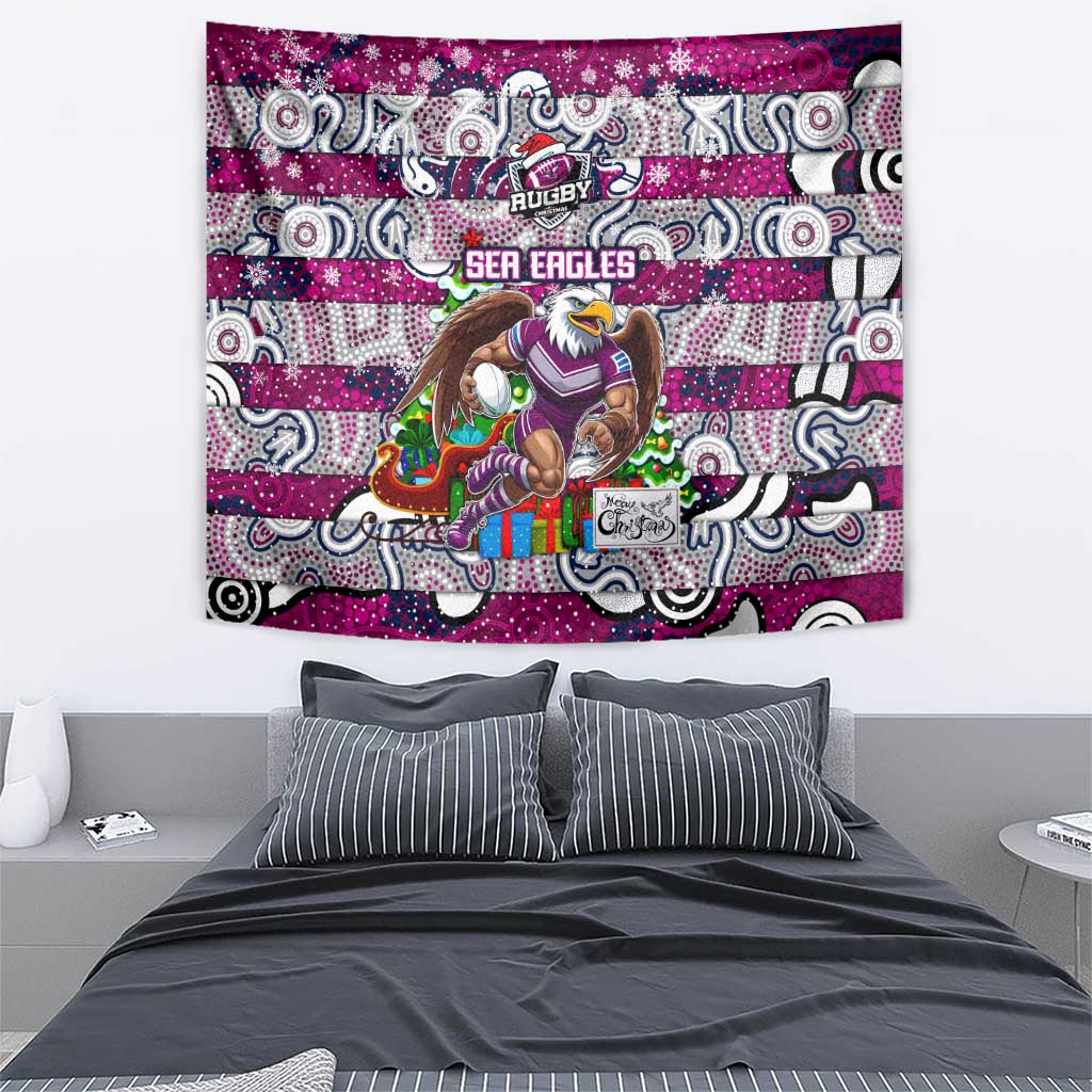 Sea Eagles Rugby Merry Christmas Tapestry Indigenous Australian Art