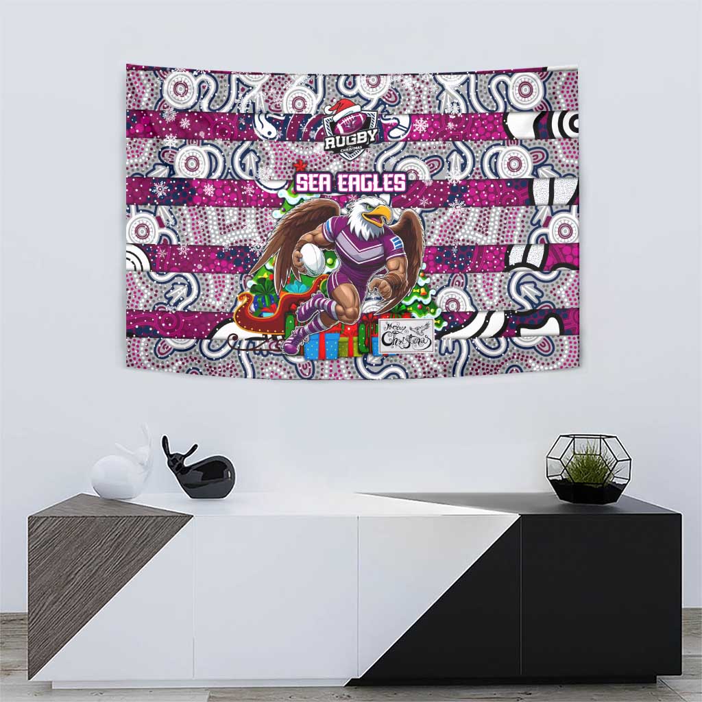 Sea Eagles Rugby Merry Christmas Tapestry Indigenous Australian Art