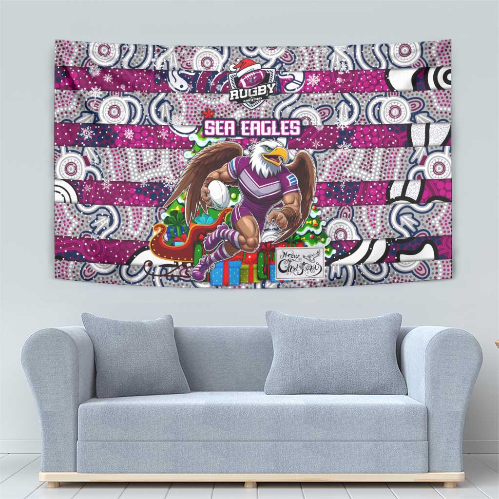 Sea Eagles Rugby Merry Christmas Tapestry Indigenous Australian Art