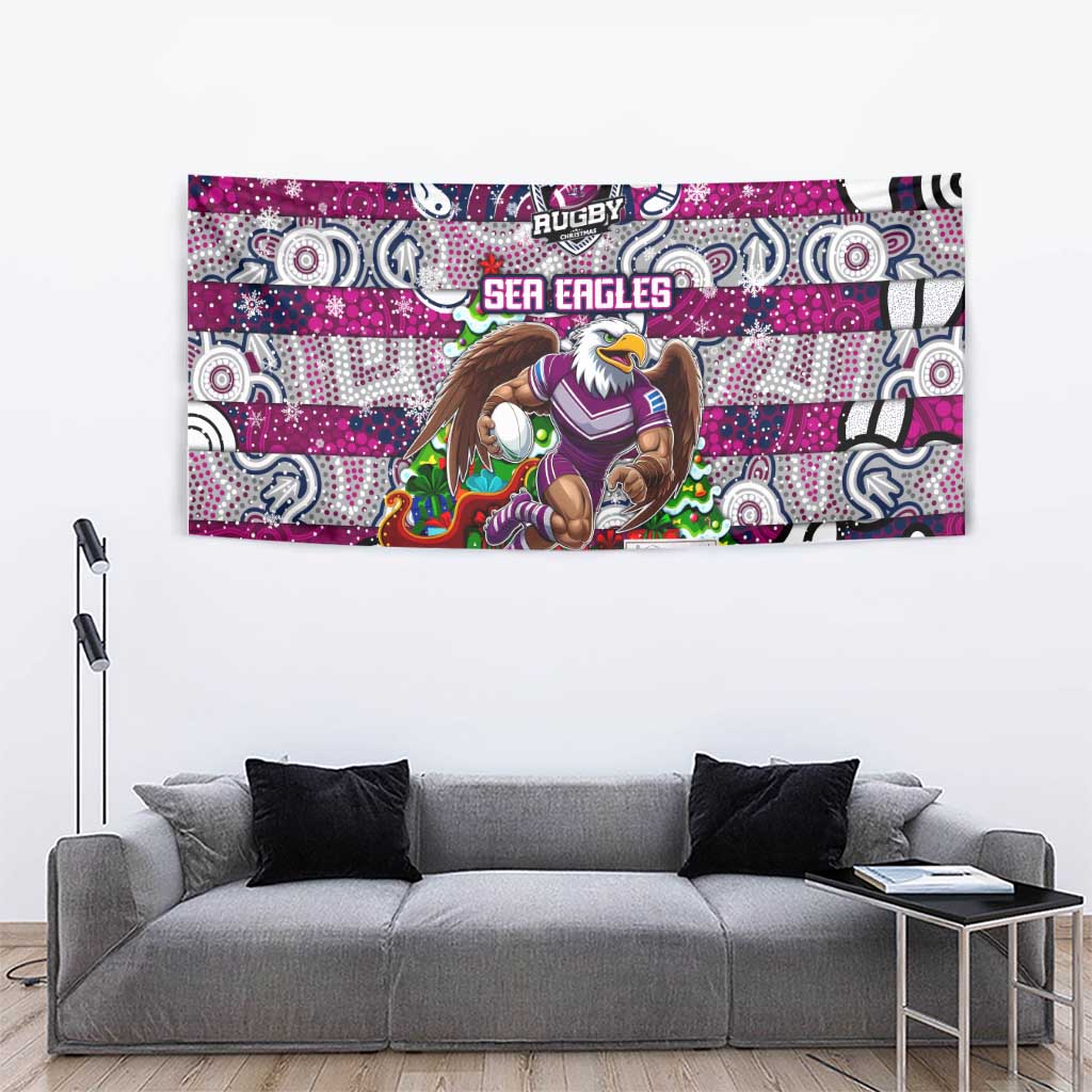 Sea Eagles Rugby Merry Christmas Tapestry Indigenous Australian Art