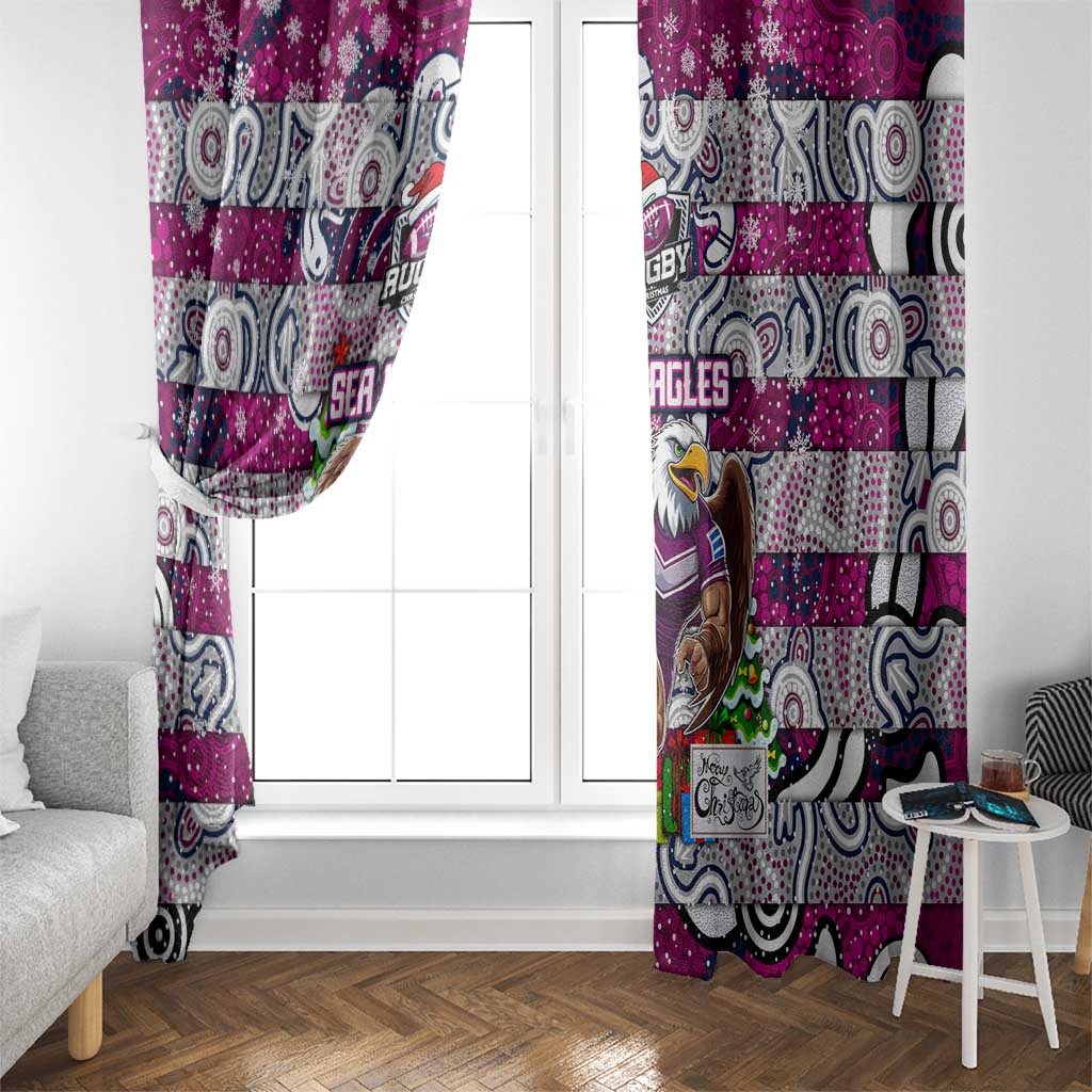 Sea Eagles Rugby Merry Christmas Window Curtain Indigenous Australian Art