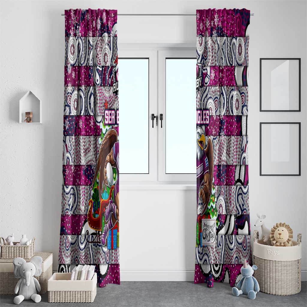 Sea Eagles Rugby Merry Christmas Window Curtain Indigenous Australian Art