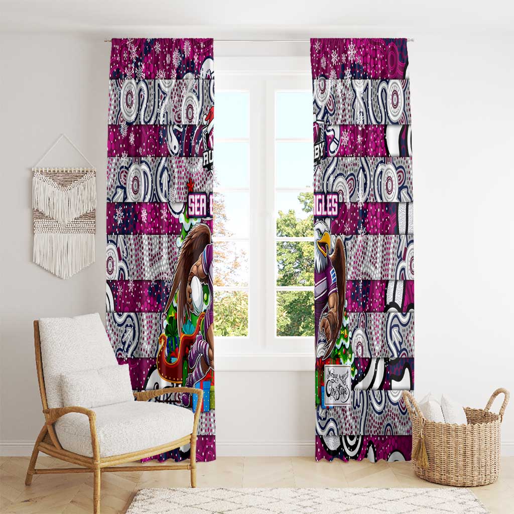 Sea Eagles Rugby Merry Christmas Window Curtain Indigenous Australian Art
