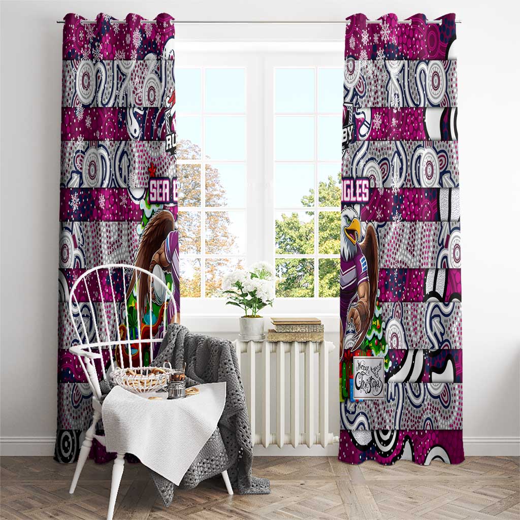 Sea Eagles Rugby Merry Christmas Window Curtain Indigenous Australian Art
