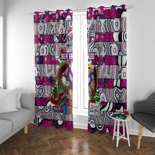 Sea Eagles Rugby Merry Christmas Window Curtain Indigenous Australian Art