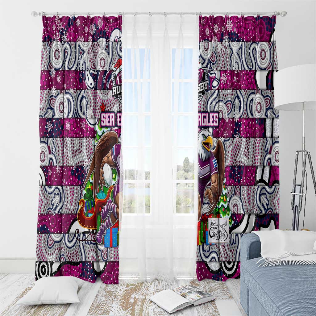 Sea Eagles Rugby Merry Christmas Window Curtain Indigenous Australian Art