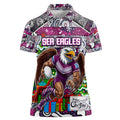 Custom Sea Eagles Rugby Merry Christmas Women Polo Shirt Indigenous Australian Art