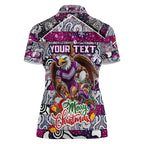Custom Sea Eagles Rugby Merry Christmas Women Polo Shirt Indigenous Australian Art