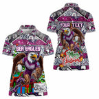 Custom Sea Eagles Rugby Merry Christmas Women Polo Shirt Indigenous Australian Art
