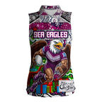 Custom Sea Eagles Rugby Merry Christmas Women Sleeveless Polo Shirt Indigenous Australian Art