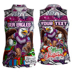 Custom Sea Eagles Rugby Merry Christmas Women Sleeveless Polo Shirt Indigenous Australian Art